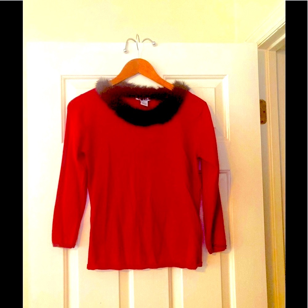Dizzy Lizzie women’s red fur sweater